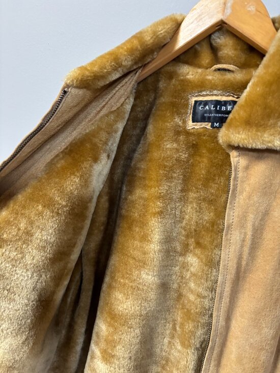 Caliber Vintage Leather Shearling Jacket Camel Brown NWT - Picture 4 of 8